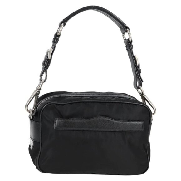 PRADA Shoulder Bag Nylon Black Silver Auth - Picture 1 of 16